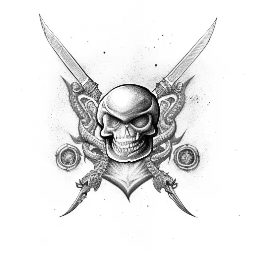Scull sword cobra tattoo design idea