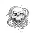 Scull sword cobra tattoo design idea