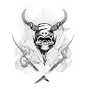 Scull sword cobra tattoo design idea