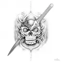 Scull sword cobra tattoo design idea