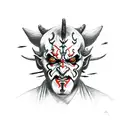 Darth maul drawn as an Oni demon, palm sized tattoo design idea