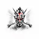 Darth maul drawn as an Oni demon, palm sized tattoo design idea