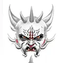 Darth maul drawn as an Oni demon, palm sized tattoo design idea