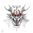 Darth maul drawn as an Oni demon, palm sized tattoo design idea