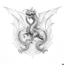 An intricately designed mechanical dragon inspired by Slavic folklore tattoo design idea