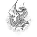 An intricately designed mechanical dragon inspired by Slavic folklore tattoo design idea