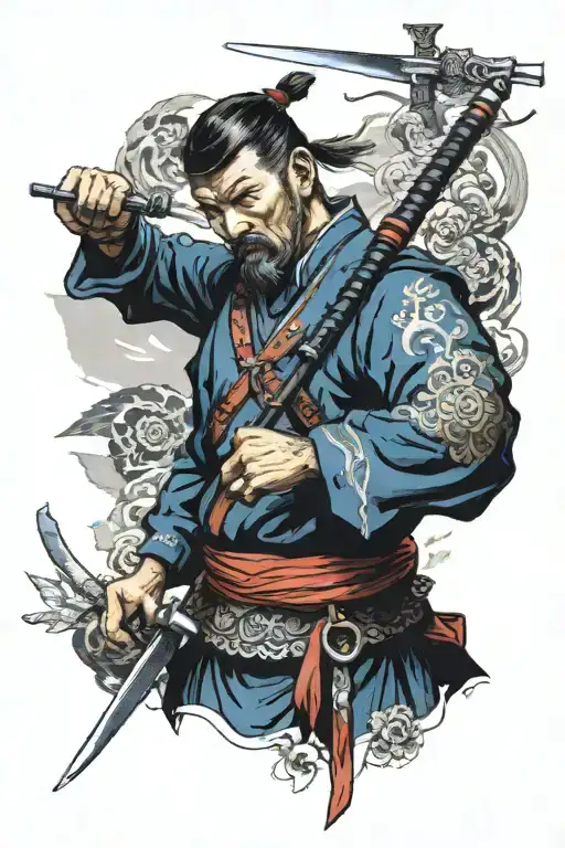 Ukrainian Cossack with a saber  tattoo design idea