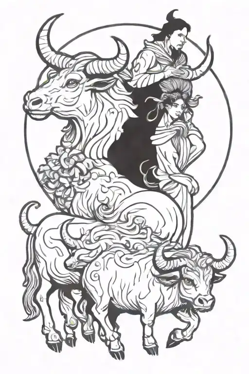father taurus with daughter leo and daughter capricorn zodiac symbols tattoo design idea