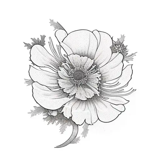 anemone, aster,poppy,cosmos, berries, holly berry,chrysanth,hydrangea,primrose floral sleeve tattoo design idea