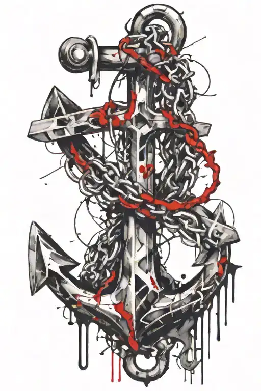 anchor intertwined chains and spikes tattoo design idea