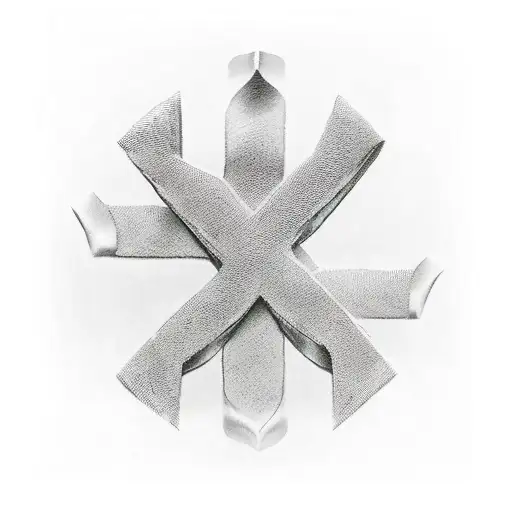 Christian Cross that has wraping paper around it that saids loving memory tattoo design idea