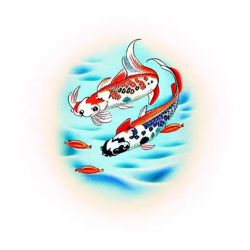 koi fish swimming in circle tattoo design idea
