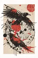 crow and moon tattoo design idea