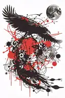 crow and moon tattoo design idea