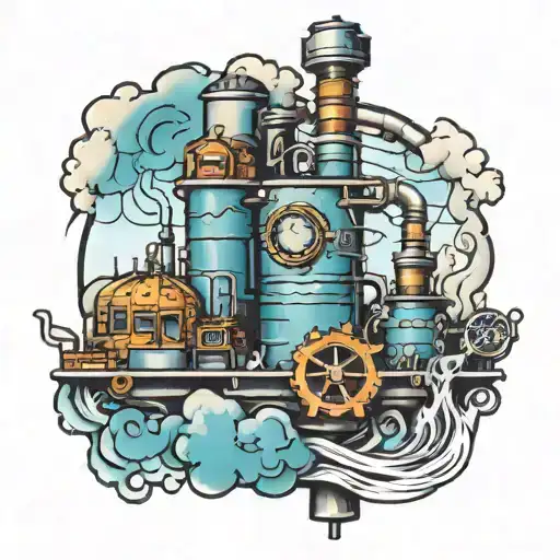 power plant blue collar tattoo design idea