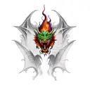 dragon con fuego medieval tattoo design idea