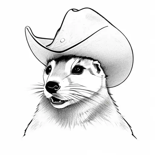 Cowboy sheriff riding a ferret instead of a horse tattoo design idea