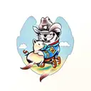 Cowboy sheriff riding a ferret instead of a horse tattoo design idea