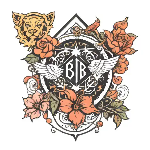 minimal bts, seventeen and enhypen logo combination  tattoo design idea