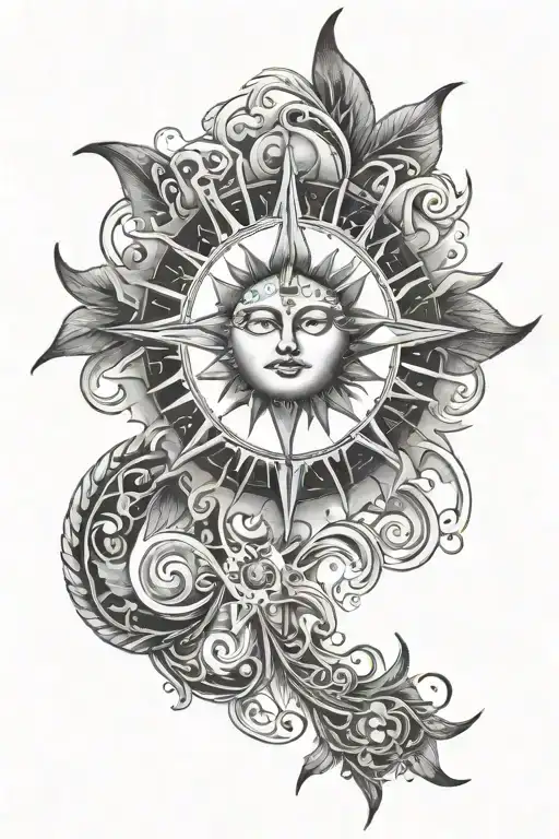 sun moon tattoo design idea