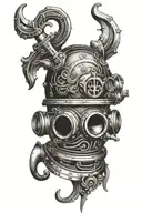 ancre marin diver helmet tattoo design idea