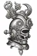 ancre marin diver helmet tattoo design idea