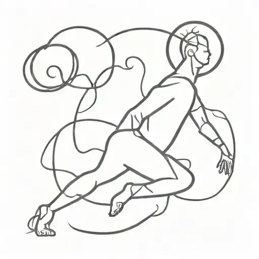 Create a minimalist tattoo of a person overcoming obstacles with a positive attitude tattoo design idea