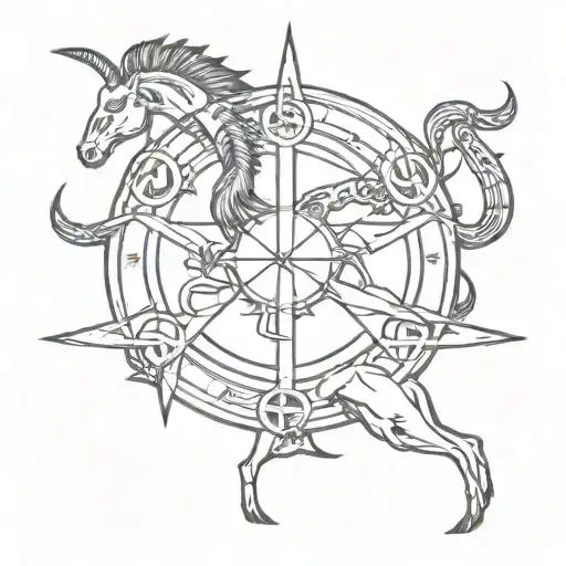 combine the Scorpio, Sagittarius, and Aries symbols tattoo design idea