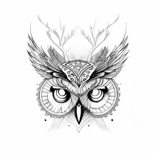A tattoo of a music sheet with a stunning owl perched on a branch tattoo design idea
