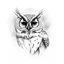 A tattoo of a music sheet with a stunning owl perched on a branch tattoo design idea