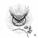 A tattoo of a music sheet with a stunning owl perched on a branch tattoo design idea