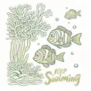 Nemo and Dory with the phrase: Keep swimming tattoo design idea