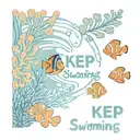 Nemo and Dory with the phrase: Keep swimming tattoo design idea