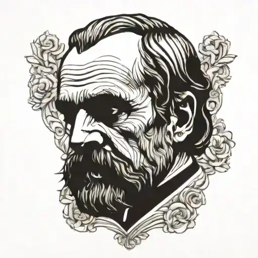 bust of Nietzsche tattoo design idea