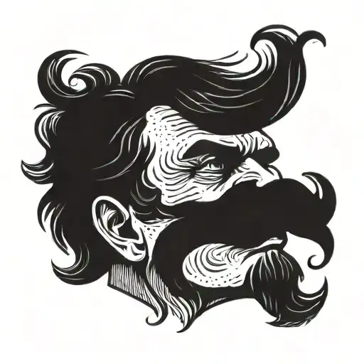 Nietzsche's head with mustache tattoo design idea