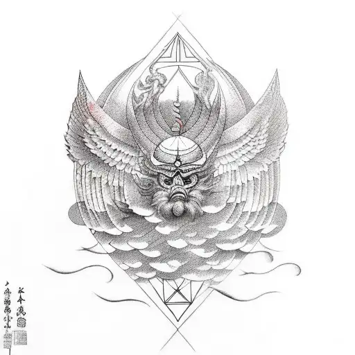 Geometric interpretation of the myth of Icarus and Daedalus tattoo design idea
