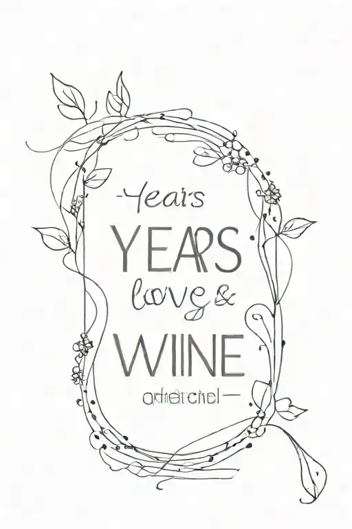 the text: Years, loves and glasses of wine, they never count. tattoo design idea