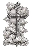 Christian Cross with clouds tattoo design idea