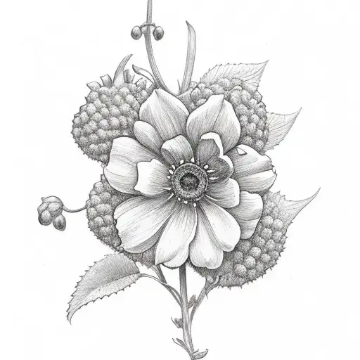 flowers cards berries german tattoo design idea
