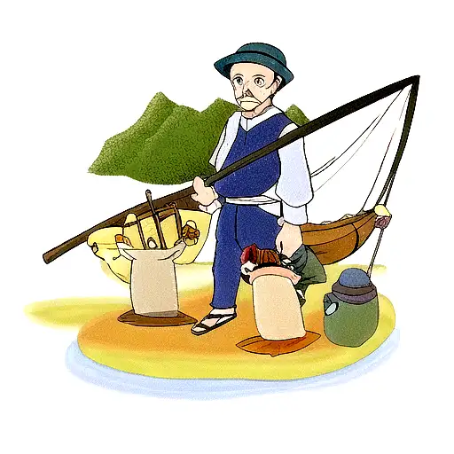 fisherman father and son tattoo design idea