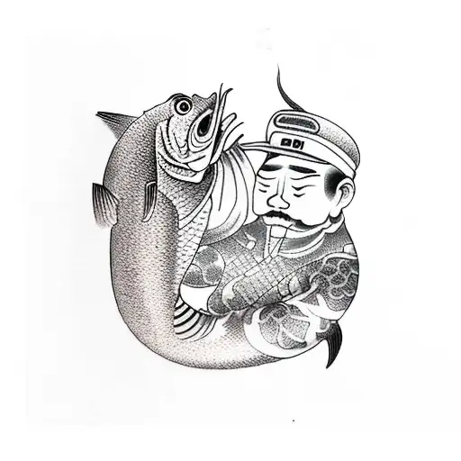 fisherman father and son tattoo design idea