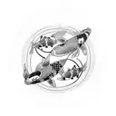 three koi fishes swimming in a circle  tattoo design idea