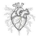 anatomical heart red lines tattoo design idea