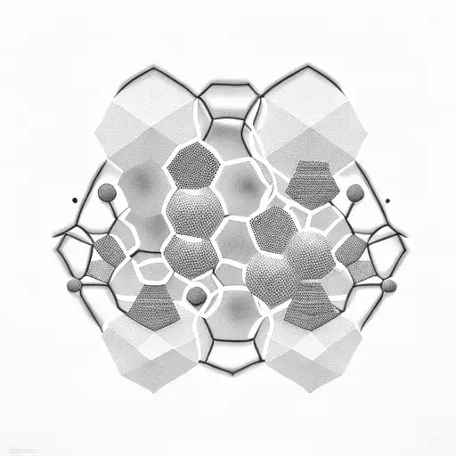 Pattern of hexagons, with random objects within each hexagon tattoo design idea