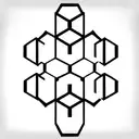 Pattern of hexagons, with artwork inside the hexagons tattoo design idea