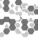 Pattern of hexagons, with artwork inside the hexagons tattoo design idea