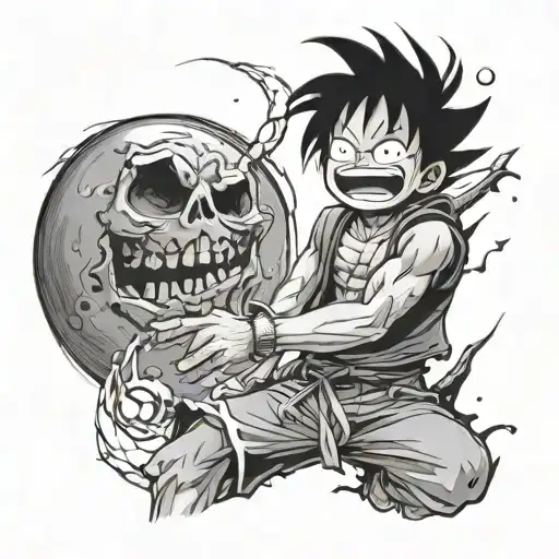 Moon laughing like luffy gear 5 tattoo design idea