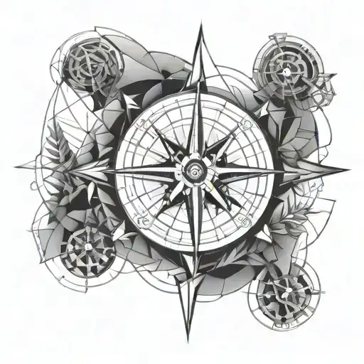 compass aviation tattoo design idea