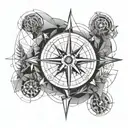 compass aviation tattoo design idea