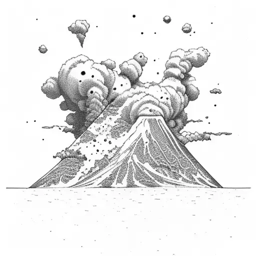 elements vulcano mountain storm water tattoo design idea
